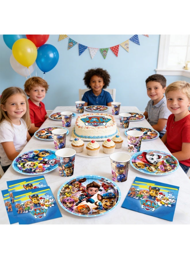 FRUITFUL PARTY Paw Patrol Birthday Party Tableware Set for 30 Guests, 120PCS Paw Patrol Party Supplies with Plates Cups Napkins, Kids Paw Patrol Party Decoration Supplies - Image 5
